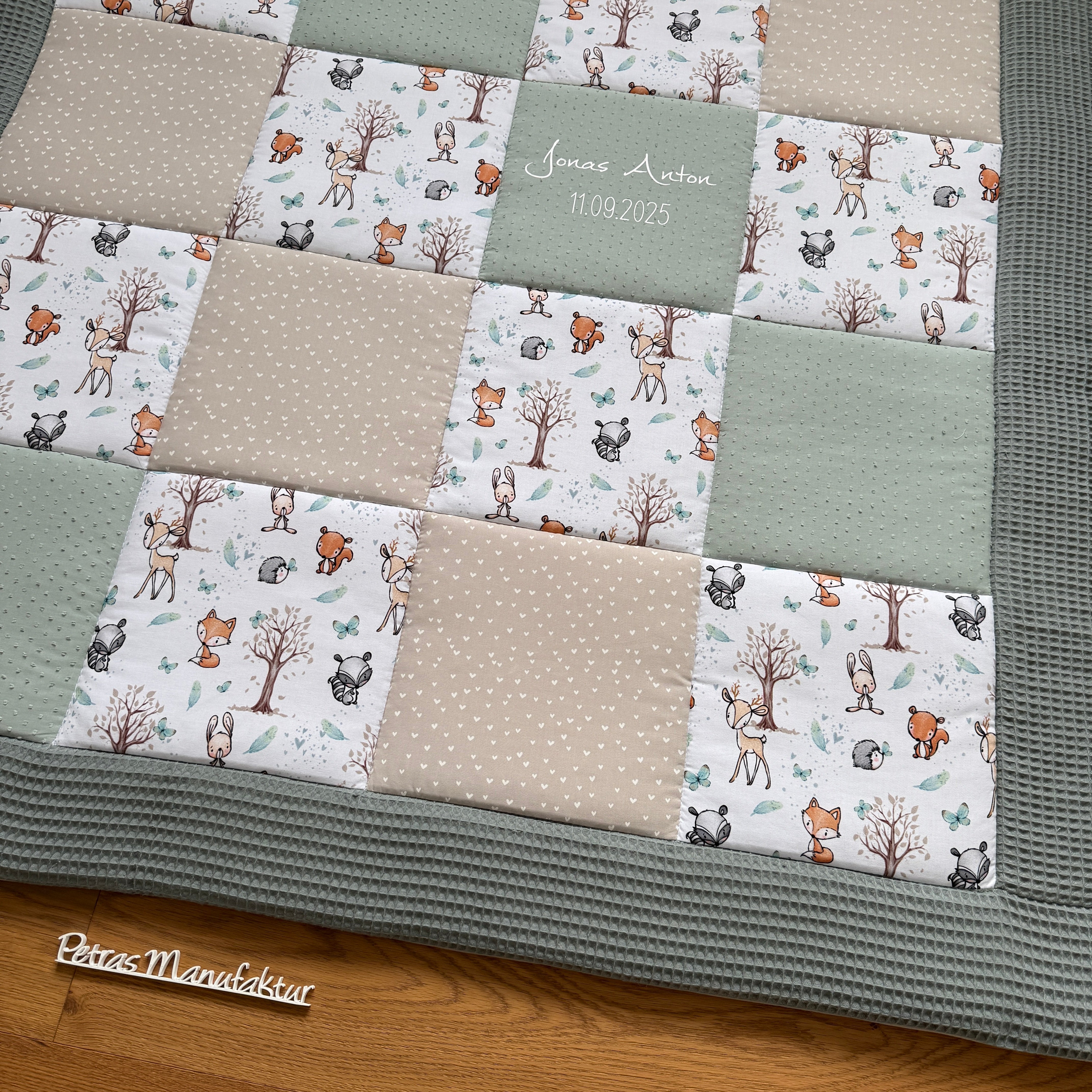 Krabbeldecke "Waldtiere mint“ Modell 4